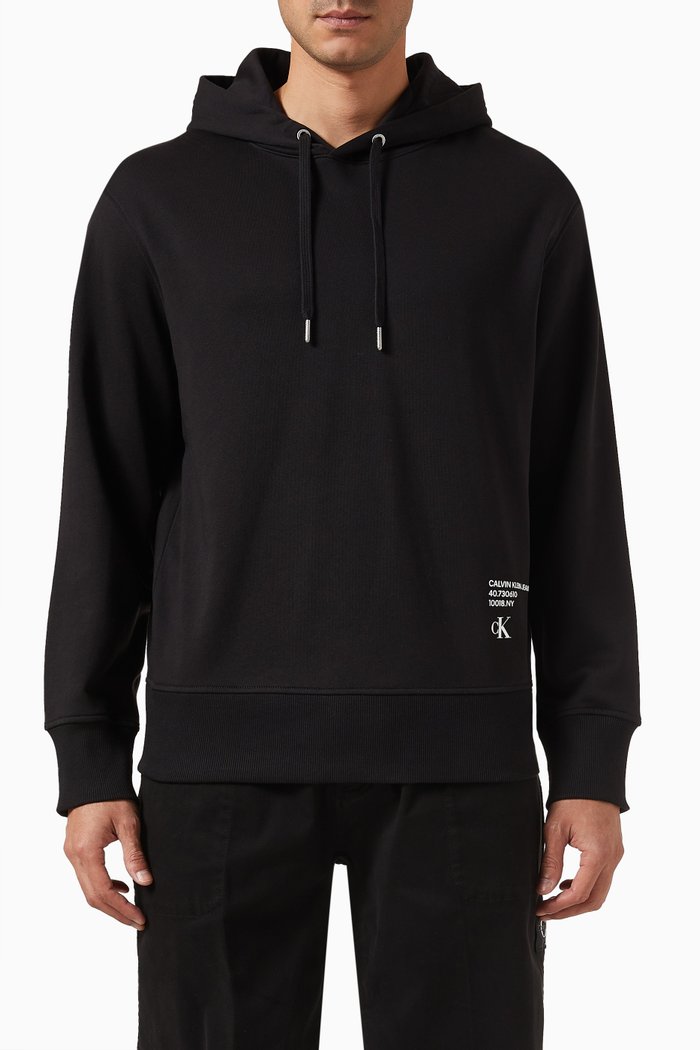 

Logo Relaxed Hoodie in Terry-cotton, Black