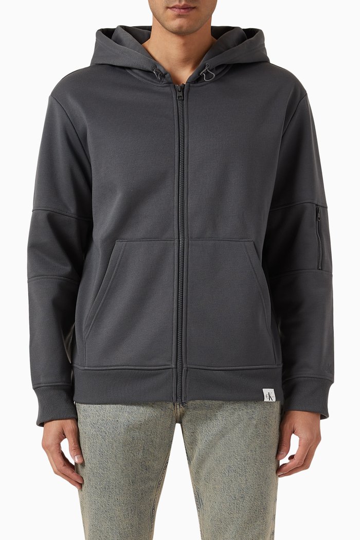 

Essential Zip-through Hoodie in Jersey, Grey