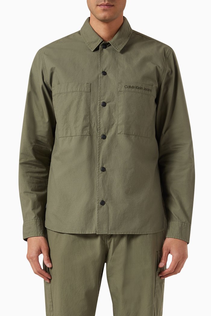 

Logo-embroidered Relaxed Shirt in Cotton, Green