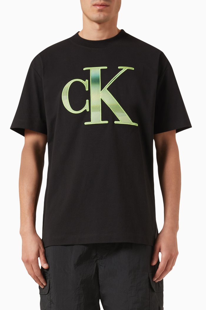 

Perforated Logo T-Shirt in Cotton-Jersey, Black