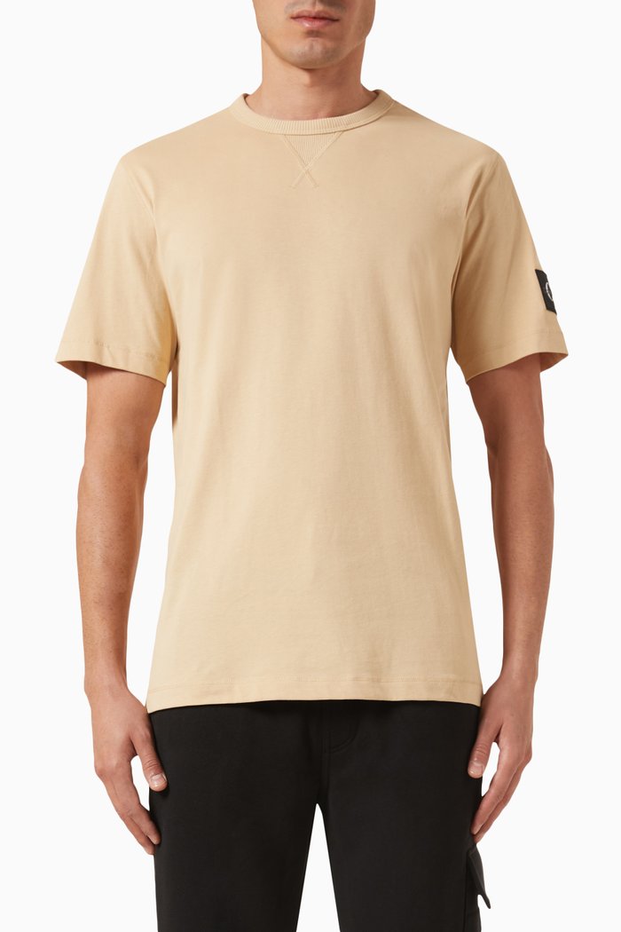 Logo Badge T-Shirt in Cotton, Neutral