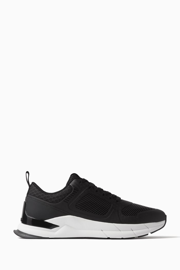 

Low-top Lace-up Sneakers in Mesh, Black