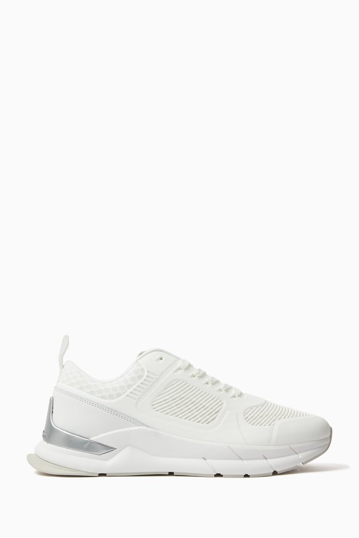 Low-top Lace-up Sneakers in Mesh, White