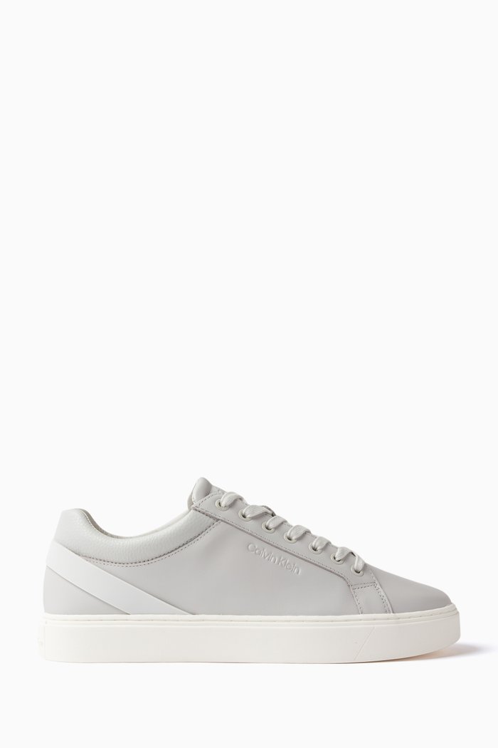 

Archive Stripe Low Top Sneakers in Leather, Grey