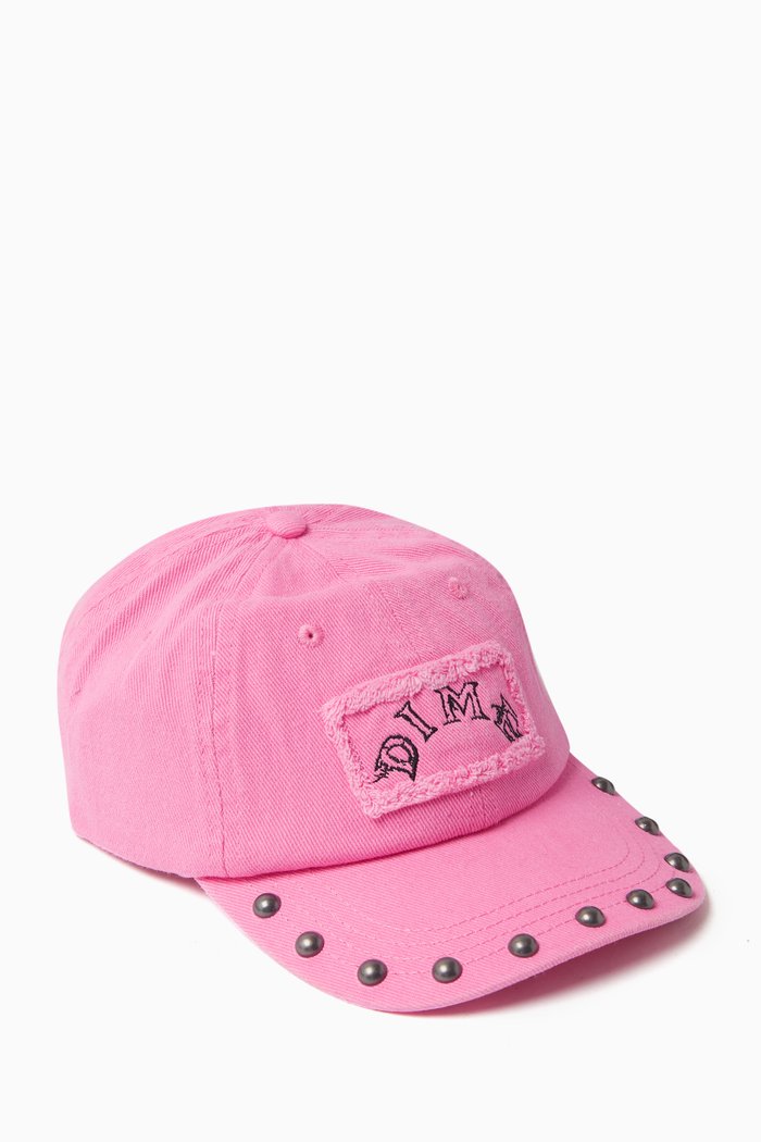 Studded Low Pro Cap in Cotton, Pink