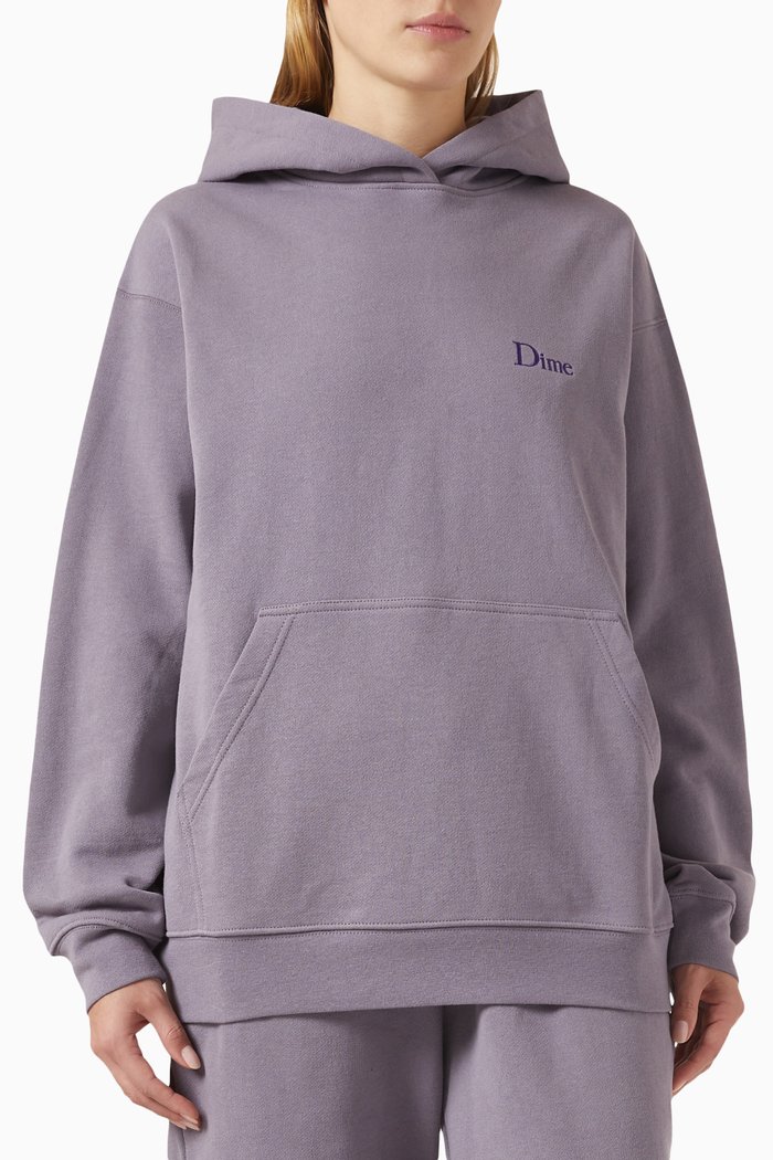 Classic Small Logo Hoodie in Cotton, Grey