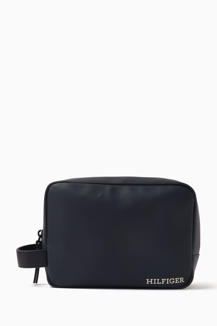 

TH Pique Washbag in Faux Leather, Blue