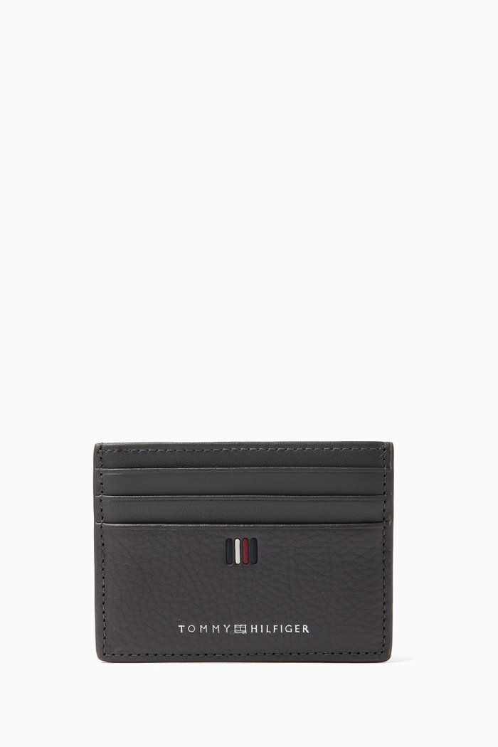

Logo Credit Card Holder in Grained Leather, Grey