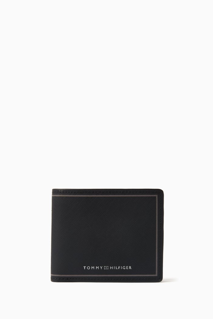 

Logo Bi-fold Wallet in Saffiano Leather, Black