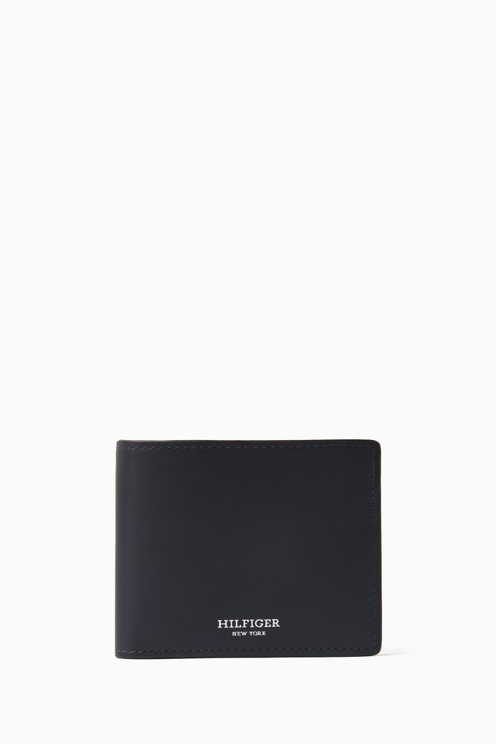 

Logo Bi-fold Wallet in Calf Leather, Blue