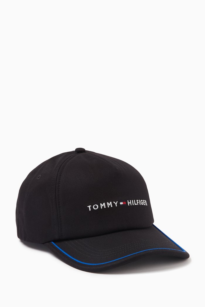 TH Skyline Baseball Cap in Cotton, Black