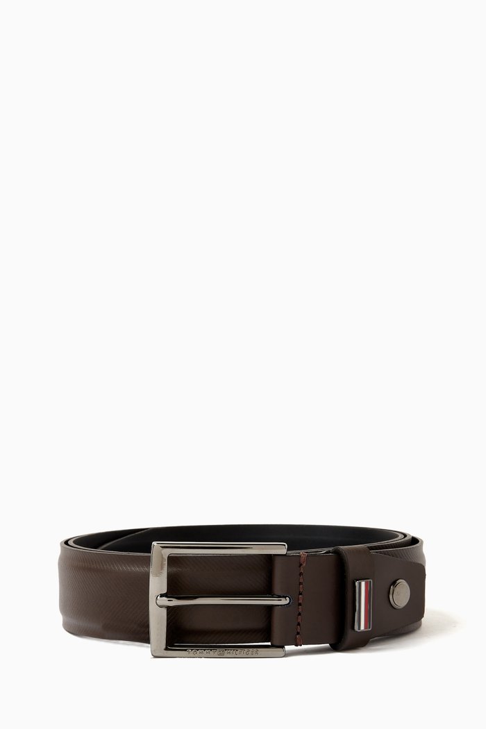 

Business Textured Belt in Leather, Brown