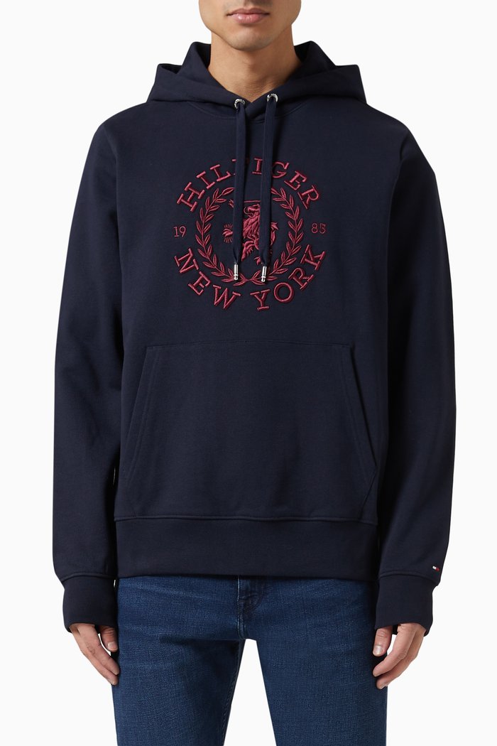 

Icon Crest Hoodie in Cotton Terry, Blue