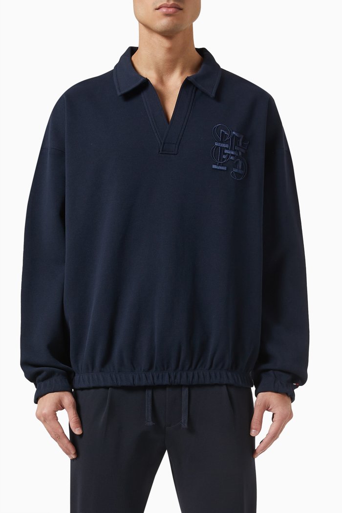 

Laurel 85 Monogram Sweatshirt in Organic Cotton Blend, Blue