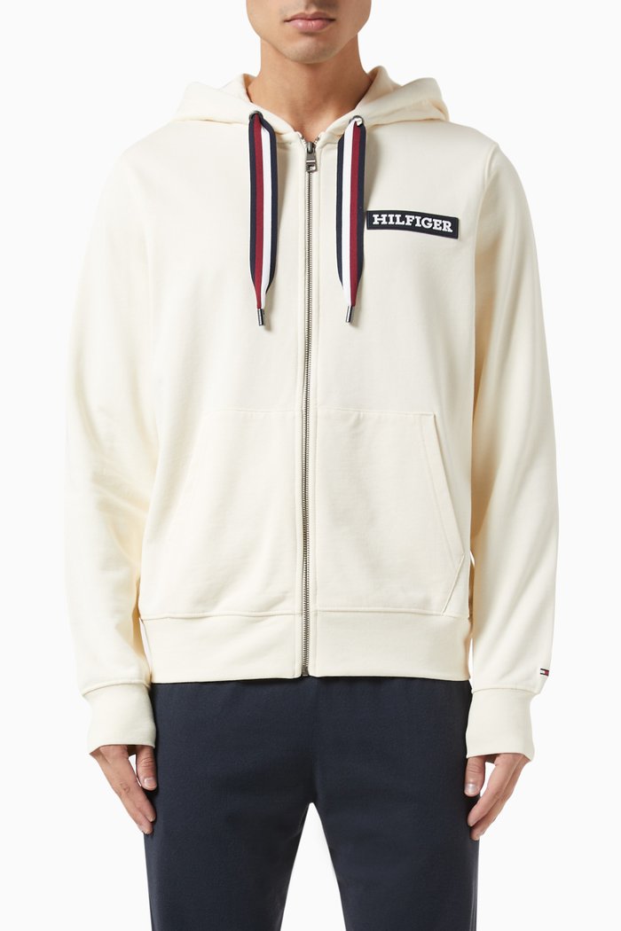

Global Stripe Monotype Hoodie in Viscose-cotton Blend, Neutral