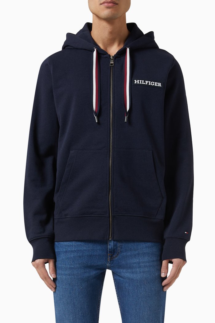 

Global Stripe Monotype Hoodie in Viscose-cotton Blend, Blue