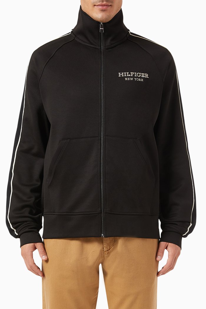 

Monotype Track Zip Jacket in Recycled-polyester, Black