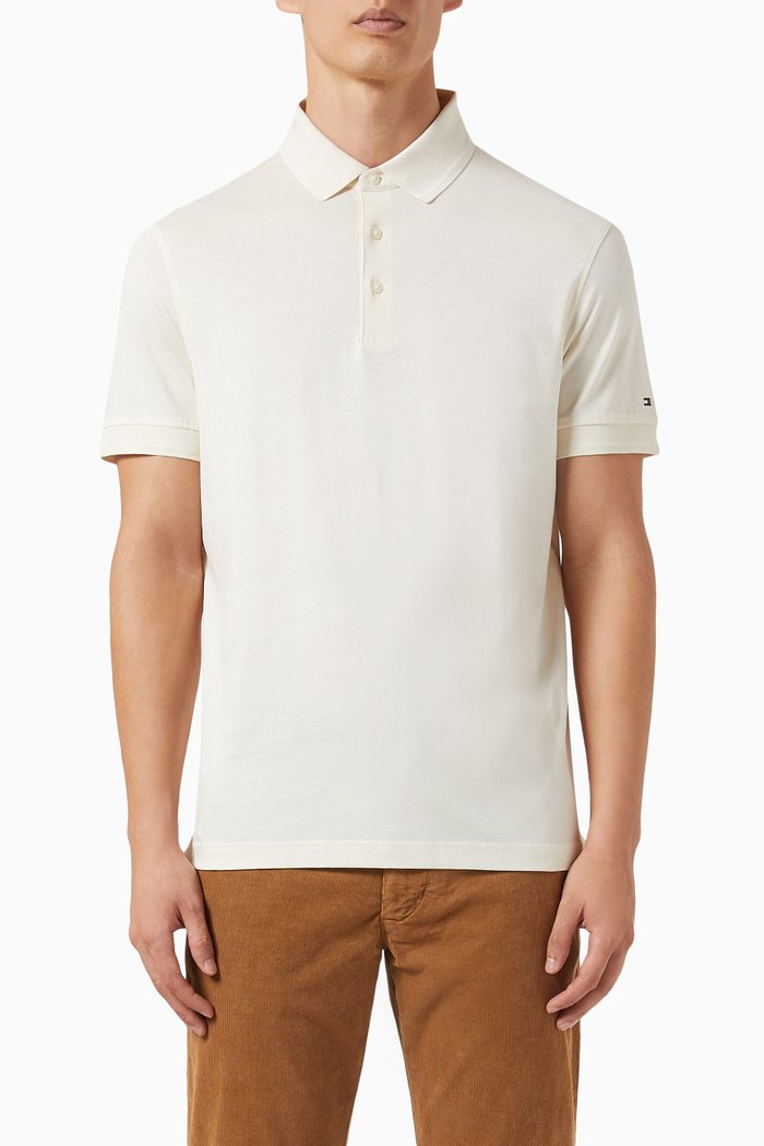 

Mercerized Slim-fit Polo T-shirt in Cotton-jersey, Neutral
