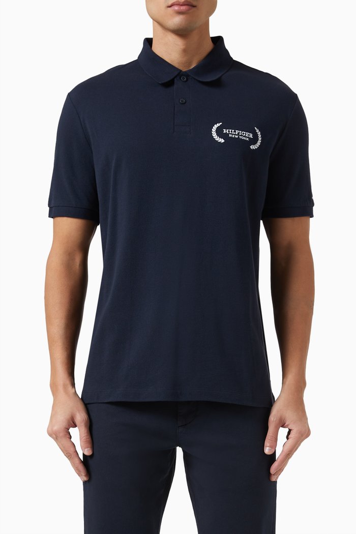 

Monotype NY Polo Shirt in Organic Cotton Pique, Blue