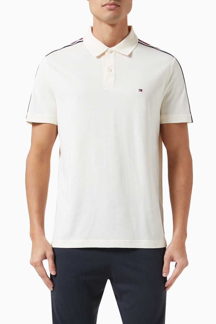 

Global Stripe Monotype Polo Shirt in Cotton Pique, Neutral