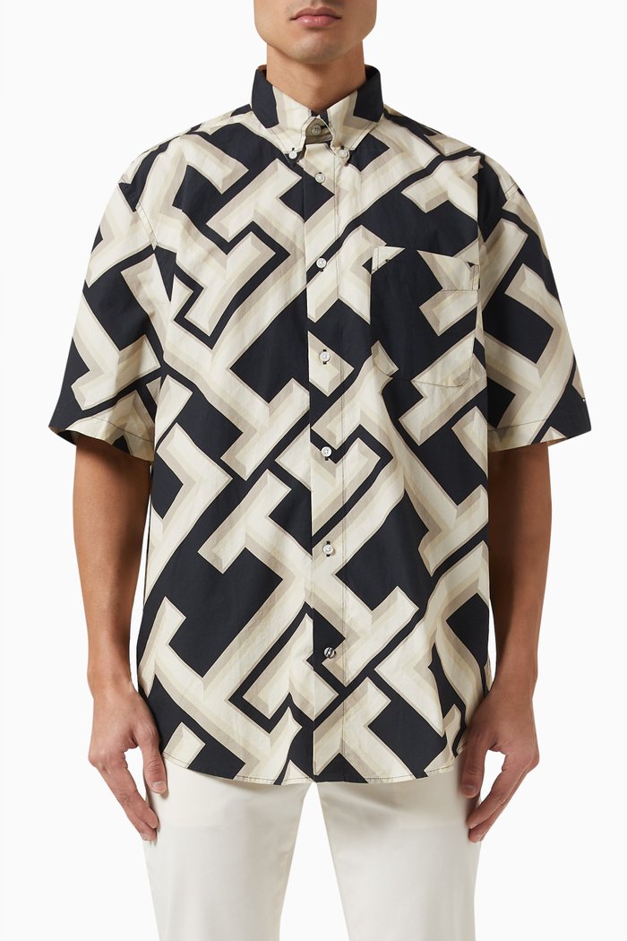 

Monogram-print Shirt in Cotton, Black