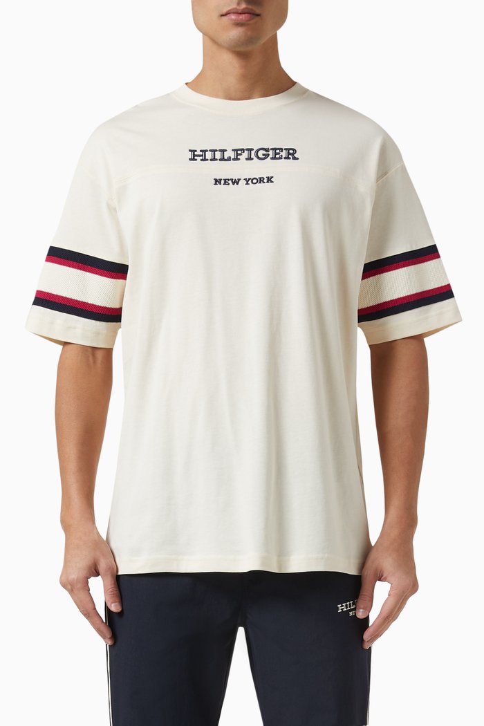 

Monotype Striped-sleeves T-shirt in Cotton Jersey, Neutral