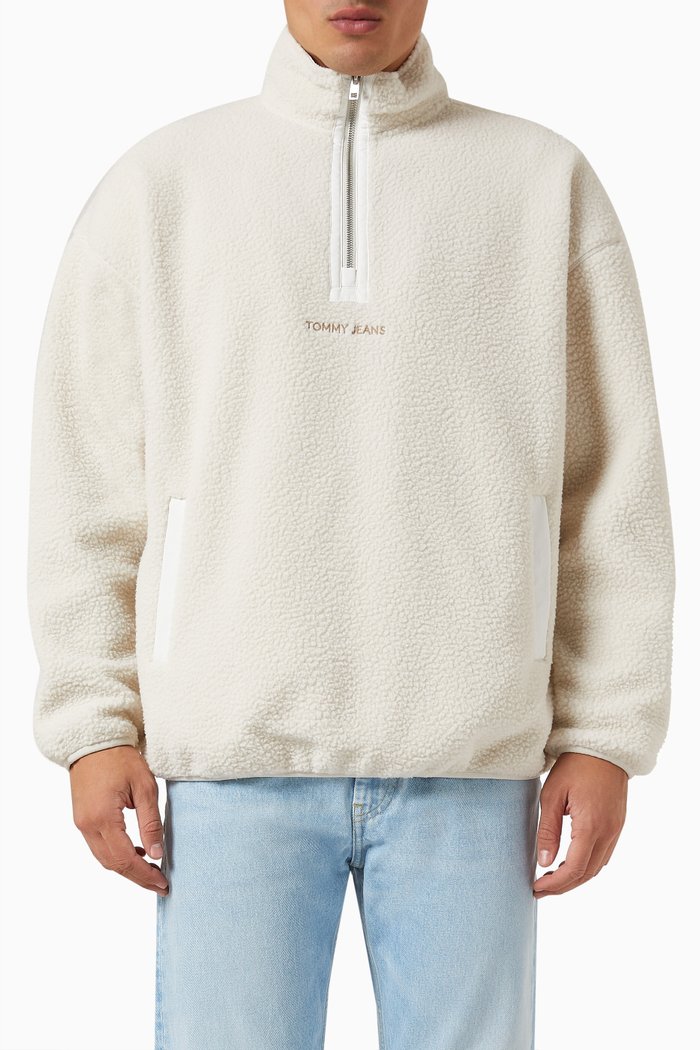 

Zip Sweatshirt in Fleece, Neutral