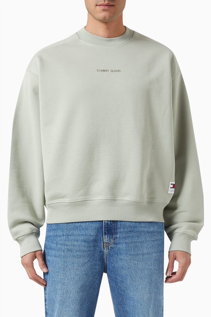 

Logo Boxy Sweatshirt in Cotton, Green