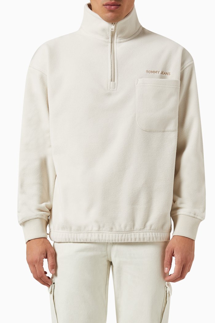 

Zip Sweatshirt in Fleece, Neutral
