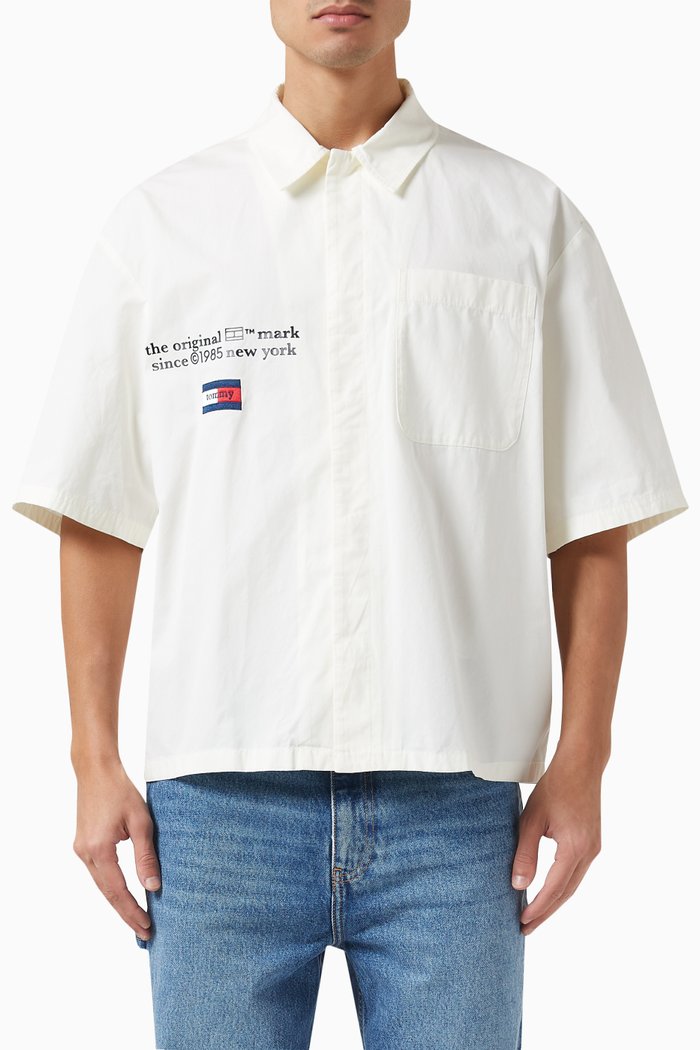 

Cropped Logo Shirt in Organic Cotton, Neutral