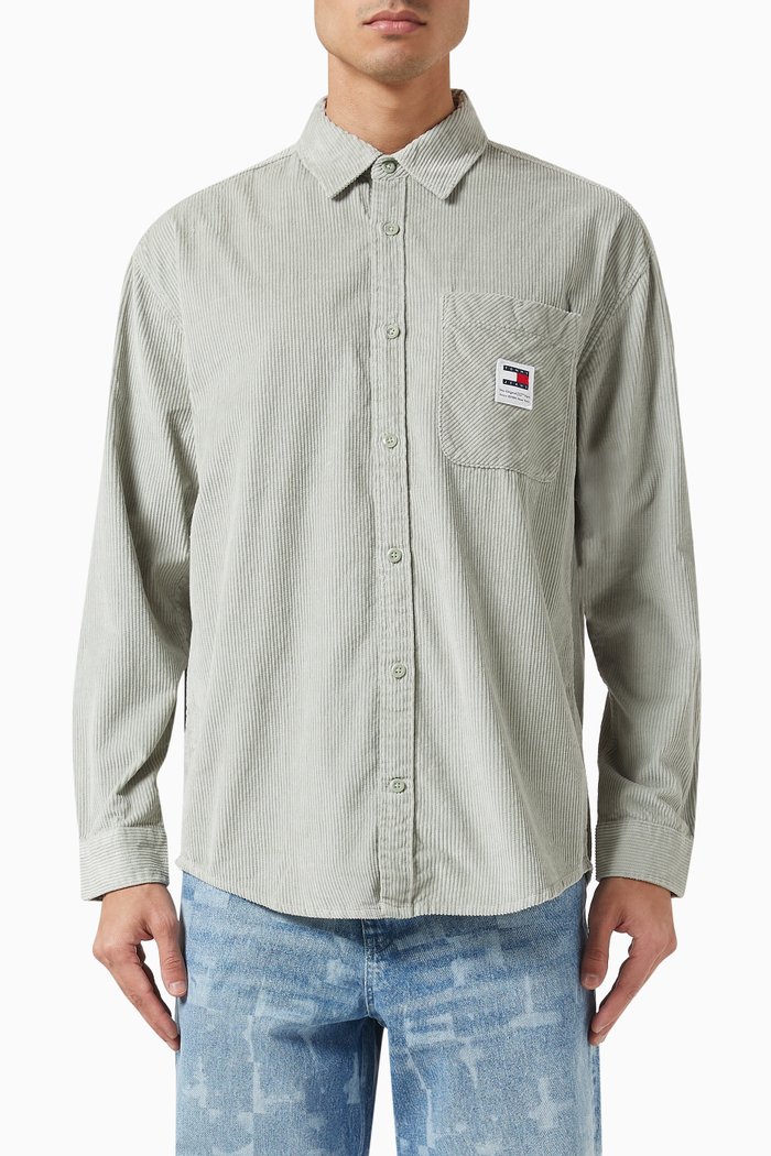 

Chunky Logo Shirt in Corduroy, Green