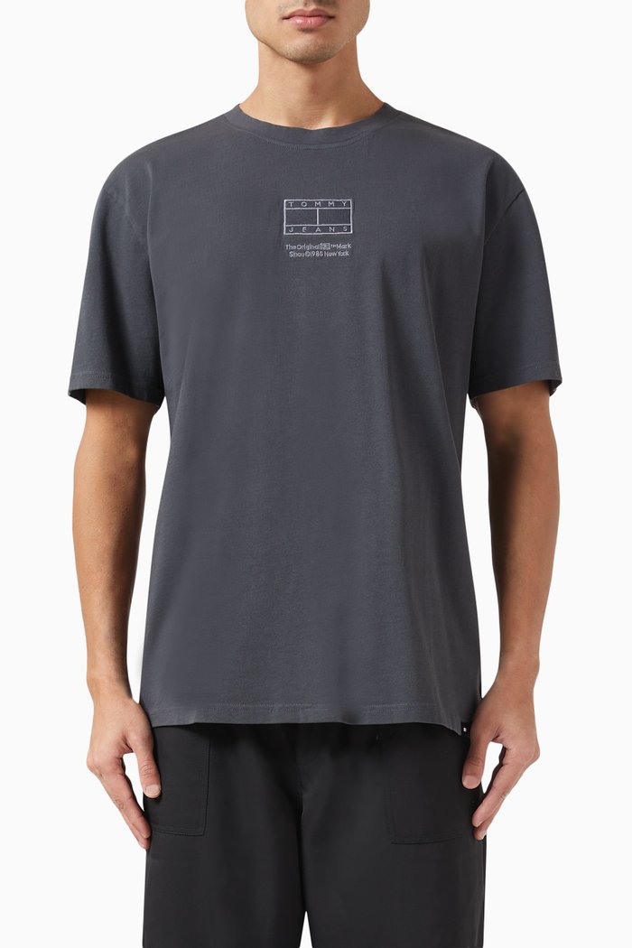 

Tonal Flag T-Shirt in Cotton, Grey