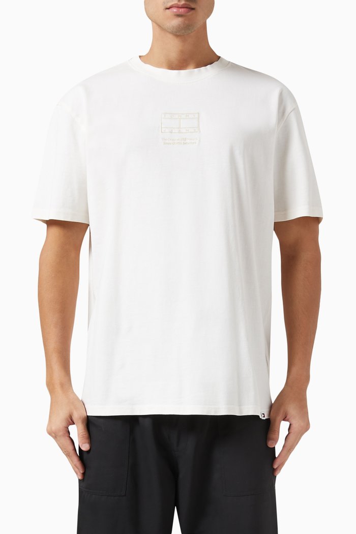 

Tonal Flag T-Shirt in Cotton, White