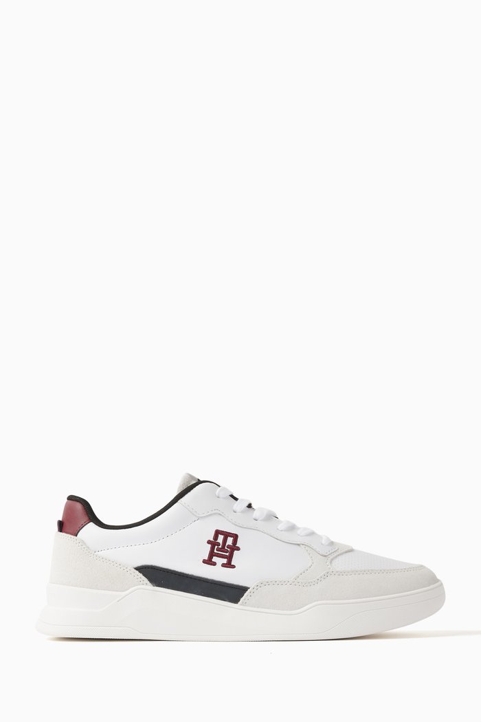 

Elevated Cupsole Sneakers in Leather Blend, White