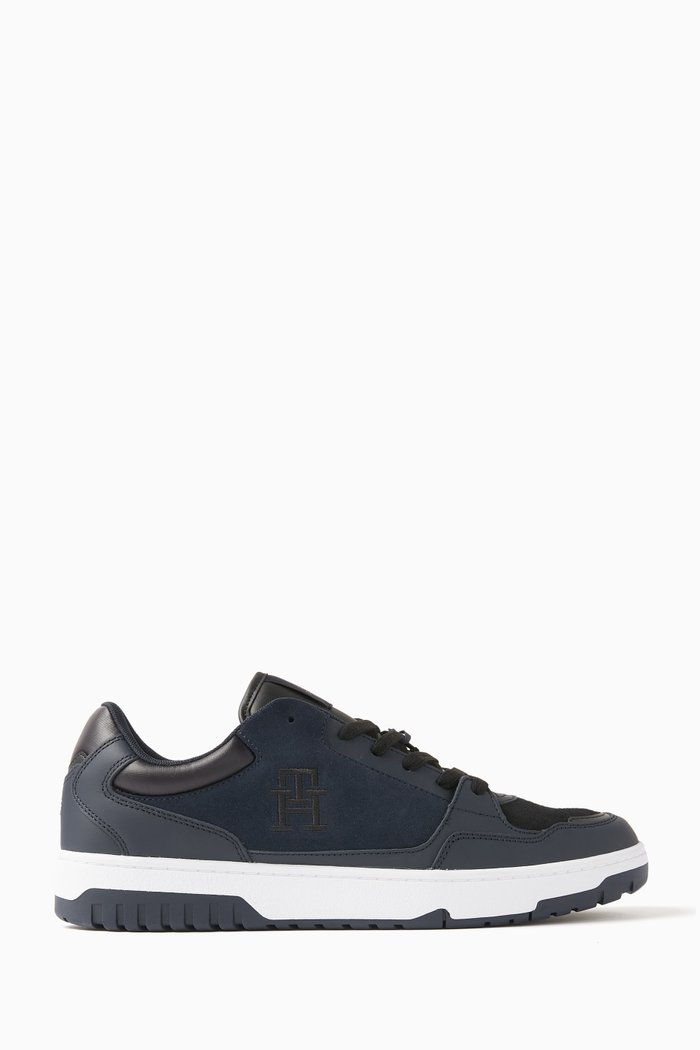

TH Monogram Basketball Sneakers in Suede Blend, Blue