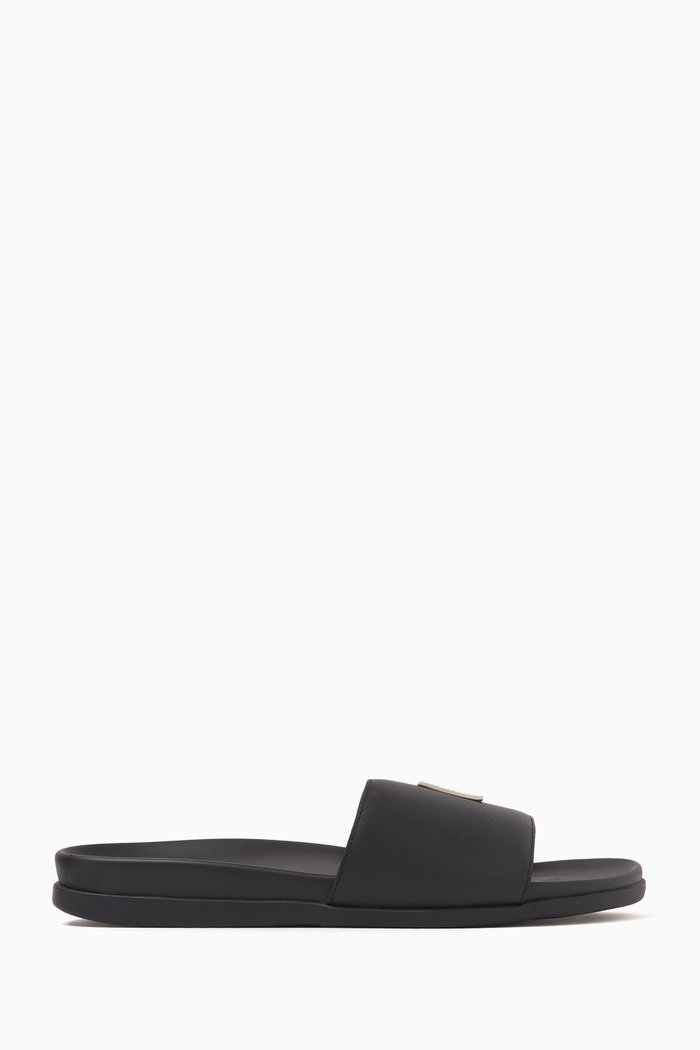 

Corporate Hilfiger Pool Slides in Leather, Black