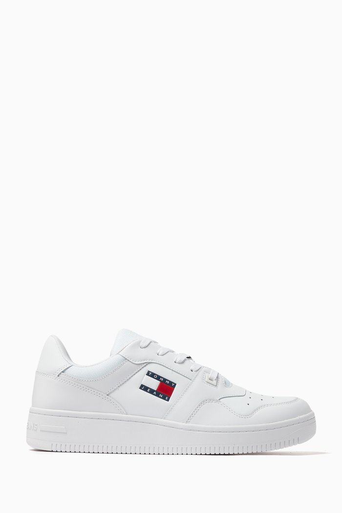 

Retro Basketball Sneakers in Leather, White