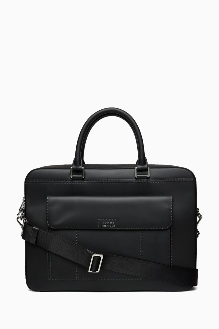 

TH Computer Bag in Leather, Black