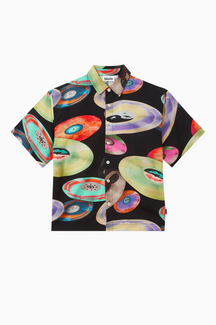 

Disc-print Shirt in Viscose, Black