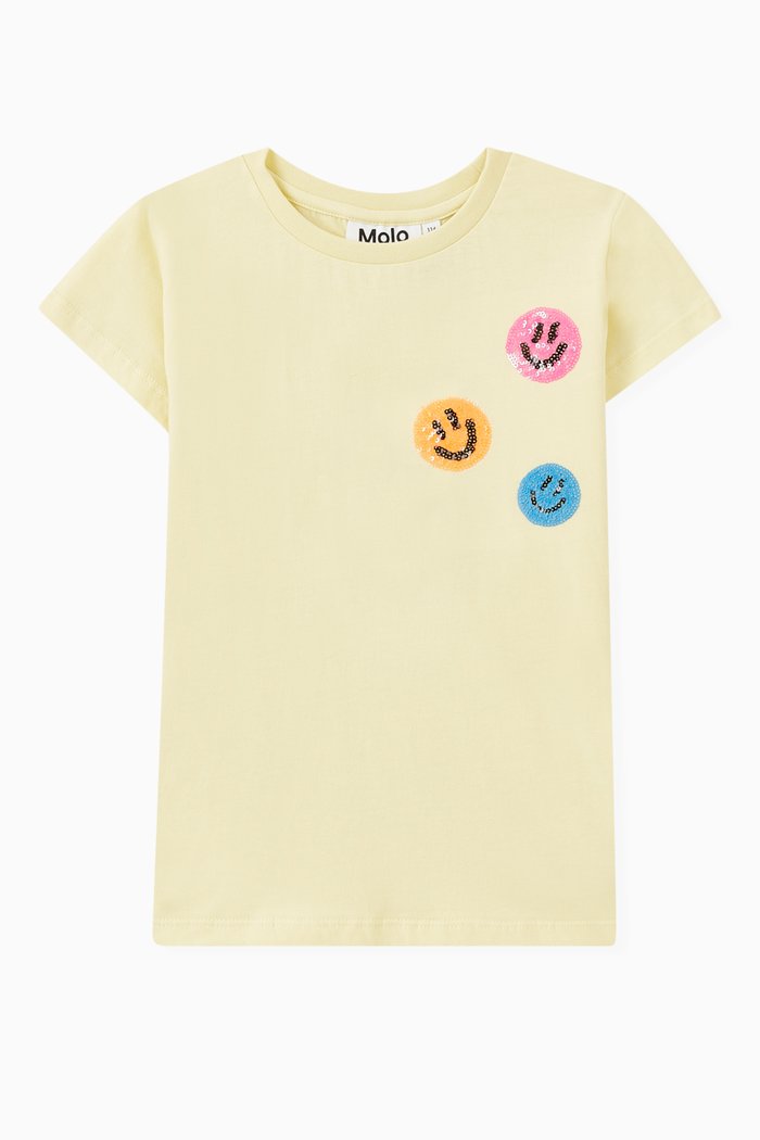 

Tennis Smile-print T-shirt in Organic Cotton, Yellow