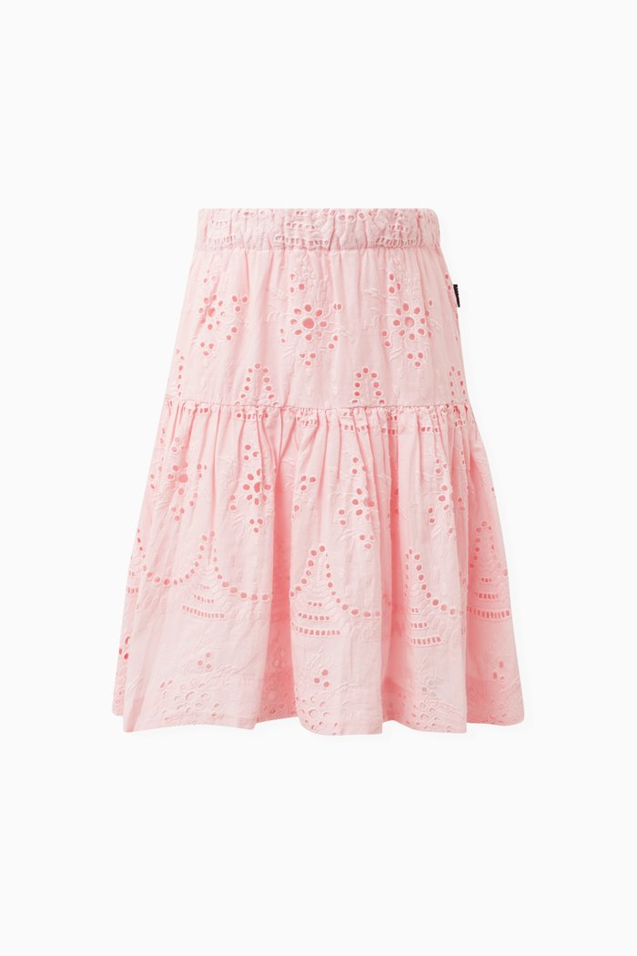 

Eyelet-detail Skirt in Cotton, Pink