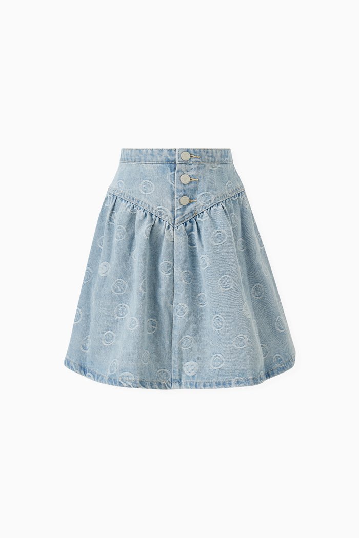 

Happiness Light-print Skirt in Denim, Blue