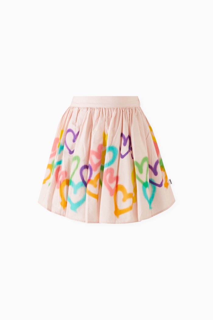 

Bonnie Heart-printed Skirt in Cotton, Pink