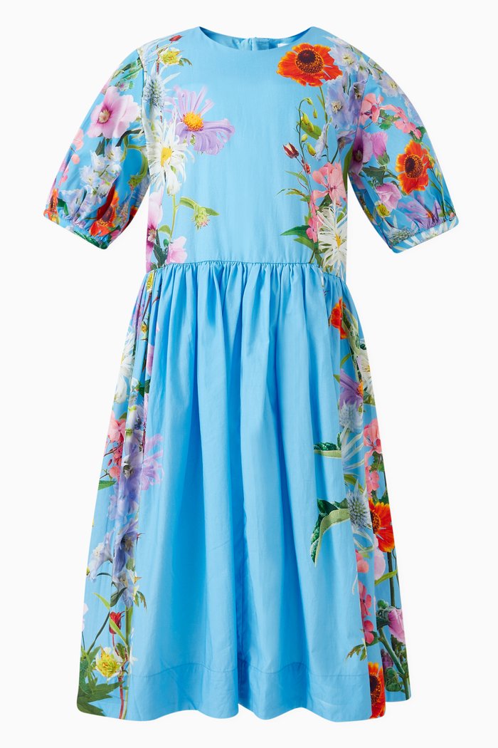 

Casey Blue Garden-print Dress in Organic Cotton