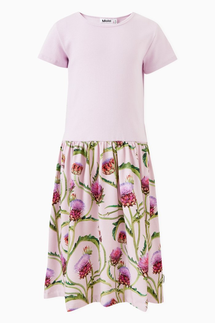 

Seashell Love-print Dress in Organic Cotton, Pink