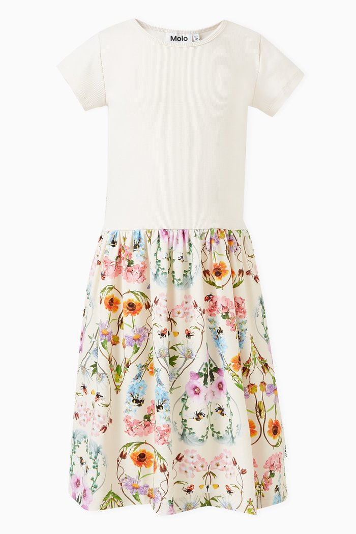 

Seashell Love-print Dress in Organic Cotton, White