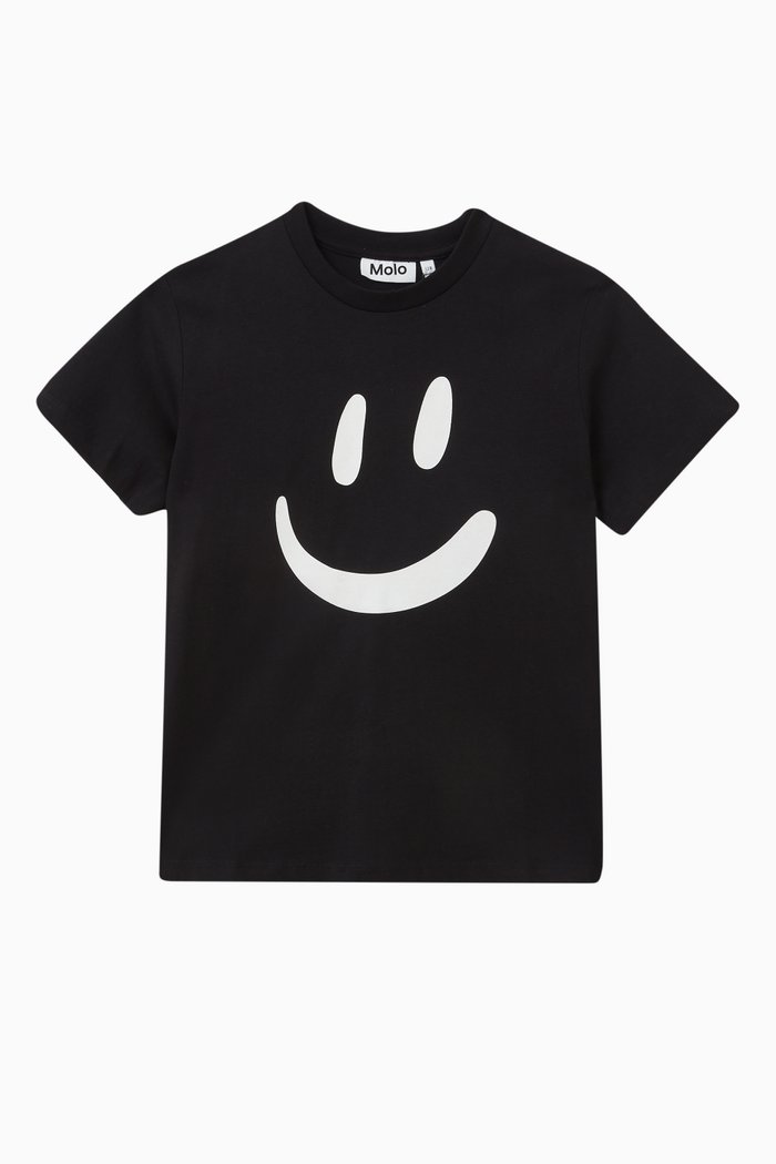 

Smiley-print T-shirt in Cotton, Black