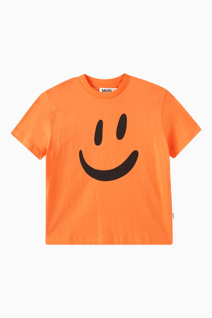 

Smiley-print T-shirt in Cotton, Orange