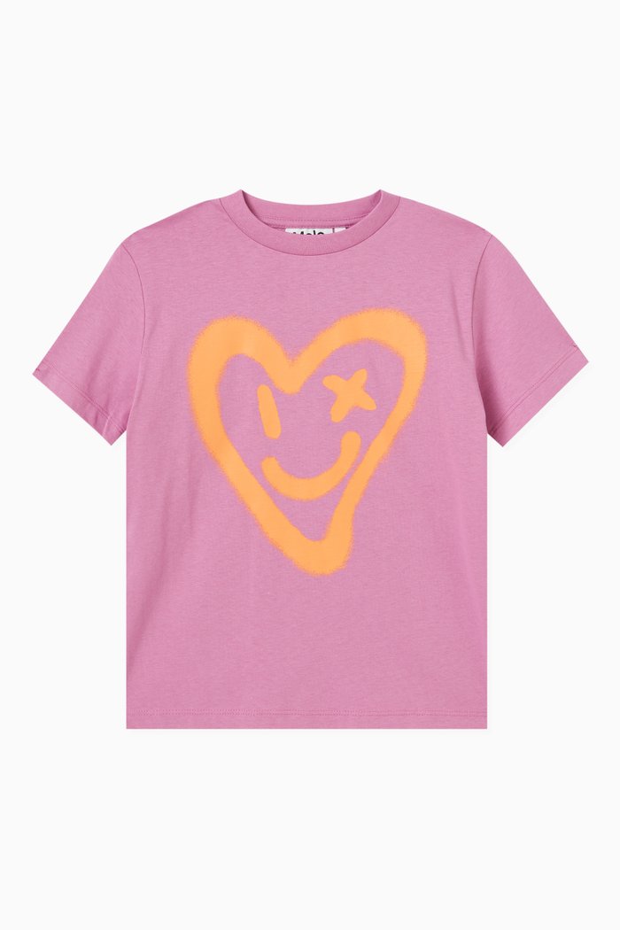 

Smiley-print T-shirt in Cotton, Pink