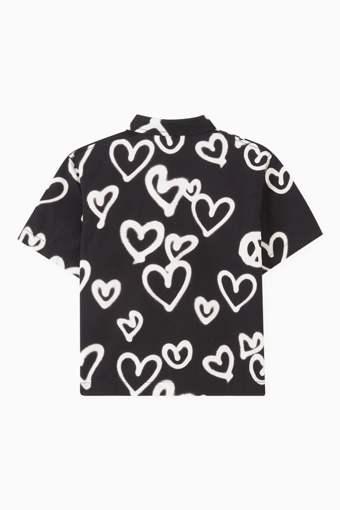 

Richie Sprayed Hearts-print T-shirt in Organic Cotton, Black